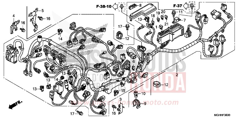 FAISCEAU DES FILS von VFR1200X "Crosstourer" DCT CANDY PROMINENCE RED (R342) von 2017